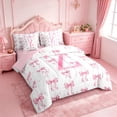 thumbnail image 2 of Manfei Pink Ribbon Bow 7-Piece Twin Bedding Sets For Girls,Cute Letter Z Initial Bedding Comforter Set For Kids,Pink Reversible, 2 of 7