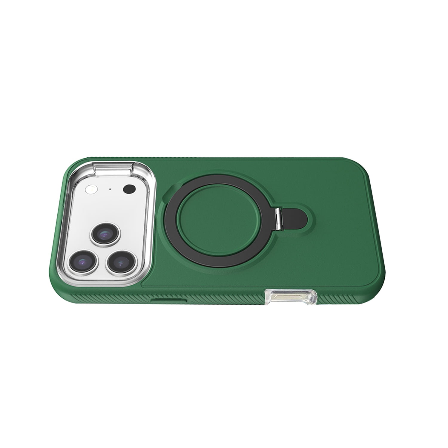 Impact Resistant Cover with Stand and Wireless Charging Compatibility for iPhone 17 Pro Max - Dark Green