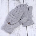 thumbnail image 3 of Guantes convertibles de punto de lana cálidos de invierno para mujer, sin dedos, con funda para manoplas, 3 of 6