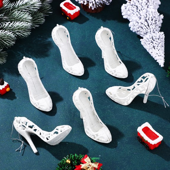 24pcs High Heel Shoe Christmas Tree Ornaments Set for Holiday Home Decor, New Year Party Hanging Decorations