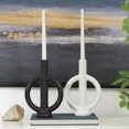 thumbnail image 2 of CosmoLiving by Cosmopolitan 2 Candle Black Ceramic Geometric Ring Candle Holder, Set of 2, 2 of 13