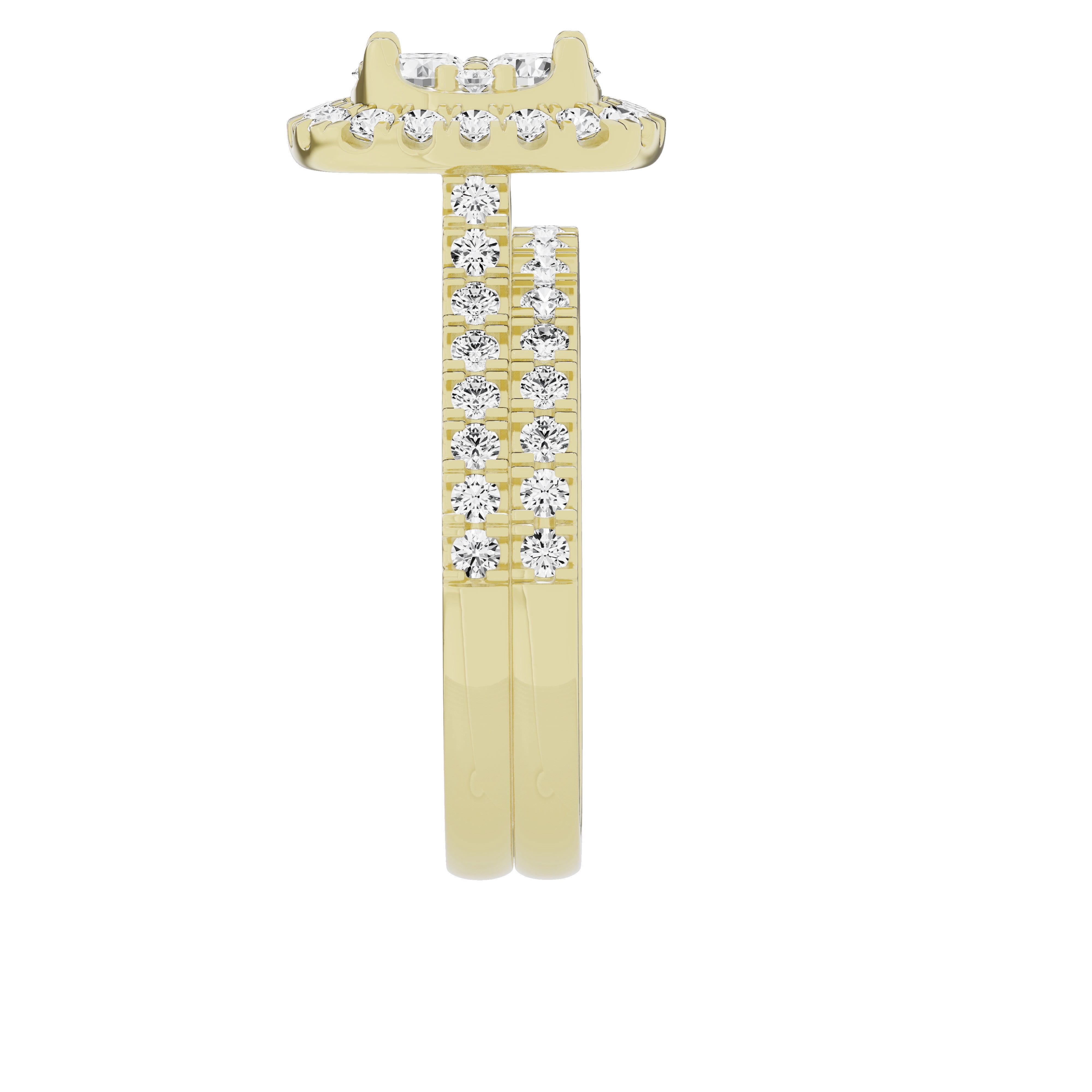 Unique Moments Lab Grown 1.50 Carat Diamond Cushion Bridal Set, Engagement Ring for Women 10K Yellow Gold