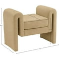 thumbnail image 3 of Meridian Furniture Stylus Camel Velvet Bench, 3 of 7