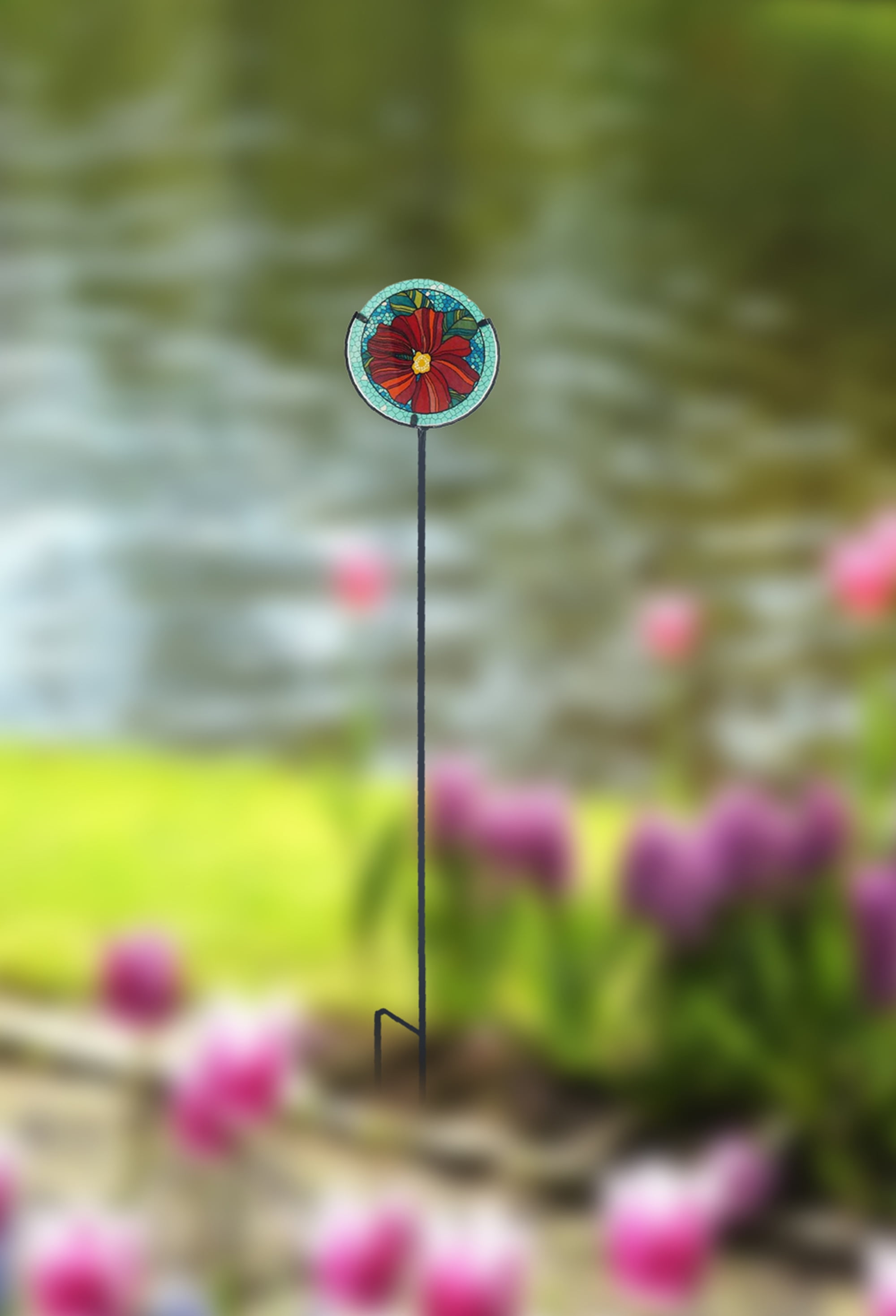 Creative Motion 14327 Stained Glass Garden Stake Multi Color