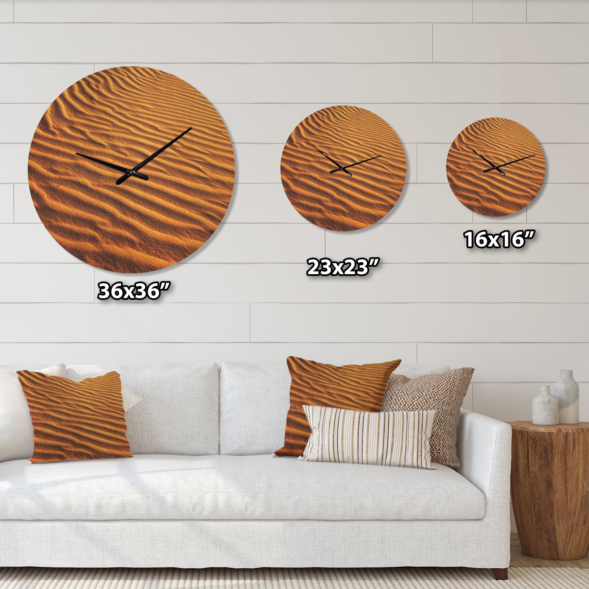 Designart 'Beautiful Sand Desert Dunes Landscape' Modern Wood Wall Clock