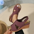 thumbnail image 4 of Hopeusnice Sandals for Women Soft Non-Slip Breathable Trendy Women's Sandals PU Materials Summer Shoes Open Toe Sandals Wedge Heel Round Toe Flexible Walking Shoes Wine 41, 4 of 6