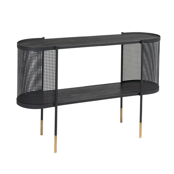 Bloomingville Metal Console Table with Shelf for TV, Black