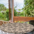 thumbnail image 2 of Ambesonne Floral Fitted Round Tablecloth, Autumn Bloomy Earthy Romance, 36"- 40" Diameter, Warm Taupe and Champagne, 2 of 5