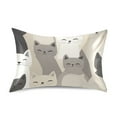 thumbnail image 7 of Yayeee Pillowcase Standard Size Set of 2 Satin Wrinkle Resistant Pillow Case, Beige Cute Cats, 7 of 7
