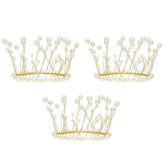 KAKOWELY Adornos de metal perlado para tartas, 3 unidades, delicados adornos para postres, color aleatorio