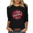 thumbnail image 2 of Craaazy Happy Valentine's Day Women's 3/4 Sleeve Crew Neck Love and Heart Valentines Shirts Gifts, 2 of 5