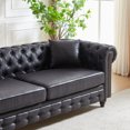 thumbnail image 6 of Chesterfield Sofa, Retro Style Upholstered Tufted Button Couch 3 Seater with Rolled Arms and Nailhead for Living Room, Bedroom, Office, Apartment,Black, 6 of 8