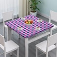 thumbnail image 3 of Pink Purple Checkered Pattern Square Fitted Tablecloth with Elastic Edge,Square Table Cover,Washable Elastic Table Cover for Home Kitchen Party Decor 34"x34", 3 of 6