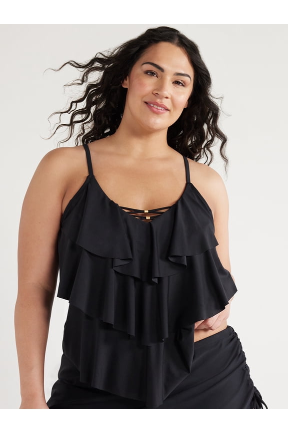 Women's and Women's Plus Tiered Tankini Swim Top, Sizes S-3X