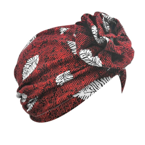 Bunenne Turbans for Women Chemo Caps for Women Hair Wrap for Sleep Head Hat Cap Ethnic Floral Hair Cover Wrap Turban Headwear Turban Cap Head Scarf Hair Coverings for Women Red One Size