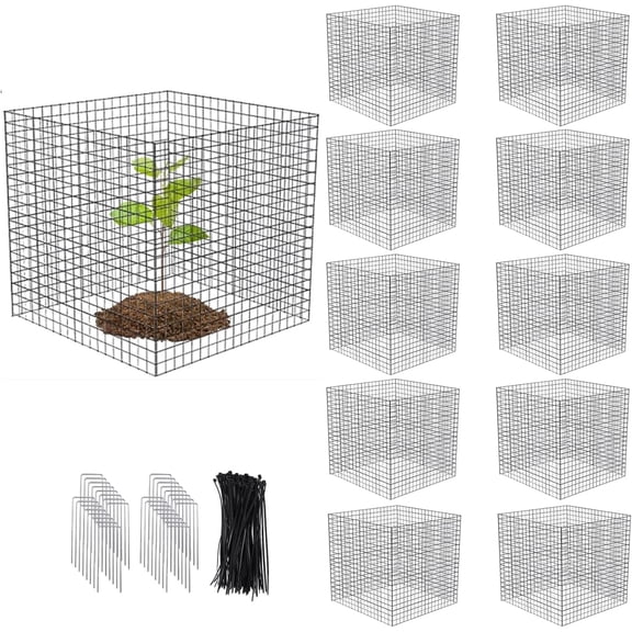 Small Wire Plant Protectors, 10 Pack 12" Square Plant Protectors from Animals Mesh Plant Cage Chicken Wire Cover for Protect Plants, Garden,Shrubs and Vegetables from Animals
