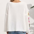 thumbnail image 2 of Juslio Women Sweaters Pullovers Womens Tops Solid Crew Neck Long Sleeve Knit White, 2 of 8