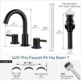 thumbnail image 6 of Bathroom Faucet 3 Hole, Matte Black Bathroom Sink Faucet with Pop Up Drain, 8 Inch Widespread Bathroom Faucet with 360° Swivel Spout, 2 Handle Vanity Faucet with Water Supply Hoses (2 Pack), 6 of 14
