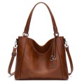 thumbnail image 4 of Vintage PU Leather Tote Handbag for Women, 2-in-1 Top Handle Satchel Crossbody Shoulder Bag, Casual Daily Work Travel Purse, 4 of 9