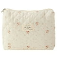 thumbnail image 2 of 3Pcs Quilted Cute Makeup Bag Printed Women Cotton Daily Purse Set (Small Flower), 2 of 8