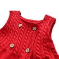 thumbnail image 3 of Toddler Girl Jumper Dress Sweater Sleeveless Soft Double Breasted Dress with Daisy Flowers Red 2-3Y, 3 of 12