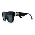 thumbnail image 6 of Womens Thick Square Horned Cat Eye Luxe Designer Rectangle Sunglasses All Black, 6 of 8