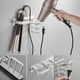 thumbnail image 3 of Soporte para secador de pelo, soporte para plancha de pelo con organizador de cables, estante de montaje en pared de metal para guardar secador de pelo, planchas, cepillos de pelo y más (negro B) JM, 3 of 5