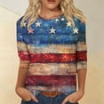 thumbnail image 2 of Bainana Independence Day Graphic Print Top For Women 3/4 Sleeve Crew Neck Pullover Tops Fashion Comfortable Ladies Female Festival Party Playwear Red Size Xl, 2 of 5