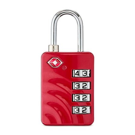 Protege 4-Dial TSA Approved Combination Luggage Lock for Travel, Red