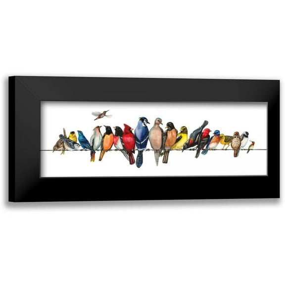 Russell, Wendy 14x7 Black Modern Framed Museum Art Print Titled - Large Bird Menagerie