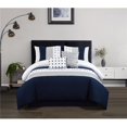 thumbnail image 1 of Chic Home BCS25302-US Lanny Comforter Set with Block Pleated Ribbed Embroidered Design King Bedding - Decorative Pillows Shams, Navy - 5 Piece, 1 of 1