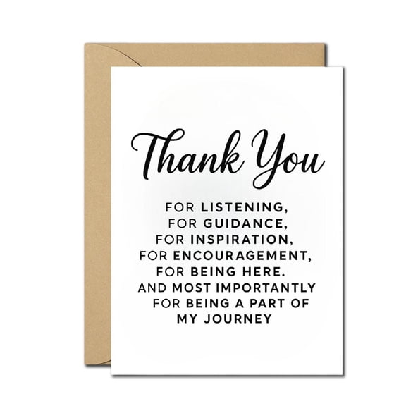Elegant Thank You Card – Appreciation for Mentors, Teachers, Friends – Inspirational Journey Gratitude Card for Graduation, Career, or Personal Milestones – Blank Inside