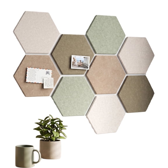 Hexagon Cork Board Alternative for Walls Decor-8-Pack Felt Bulletin Board Tiles,with 30 Pushpins,50 Adhesive Tabs for Office,Classrooms & Home Pin Board Felt Board-Linen Dusk