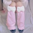 thumbnail image 3 of Dengjunhu 1 Pair Fluffy Ruffles Edge Leg Warmers Autumn Winter Fluffy Bow Decor Foot Warm Socks for Daily Wear, 3 of 7