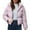 Purple, variant on ManxiVoo Women's Short Puffer Jacket with Stand Collar Lightweight Warm Winter Coat Casual Outerwear L Size Khaki