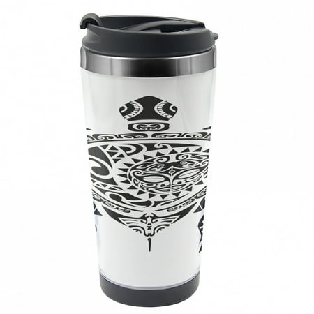 

Turtle Travel Mug Hawaiian Maori Animal Steel Thermal Cup 16 oz by Ambesonne