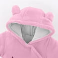 thumbnail image 4 of Baby Snowsuit Newborn Winter Hooded Romper Fleece Snowsuit Baby Jumpsuit Cartoon Bear Winter Coat for Girls and Boys Pink 9-12 Months, 4 of 6