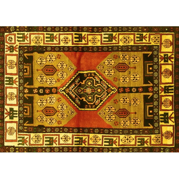 Ahgly Company Indoor Rectangle Persian Yellow Traditional Area Rugs, 7' x 10'
