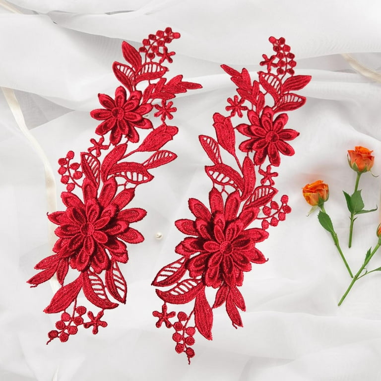 5 Pieces /lot Peach 3D Sequin Beaded Flower Embroidered Lace Applique For Bridal
