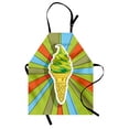 thumbnail image 1 of Art Apron Hand Drawn Ice Cream on Cone with Colorful Rays Coming out from the Middle, Unisex Kitchen Bib Apron with Adjustable Neck for Cooking Baking Gardening, Lime Green Multicolor, by Ambesonne, 1 of 3