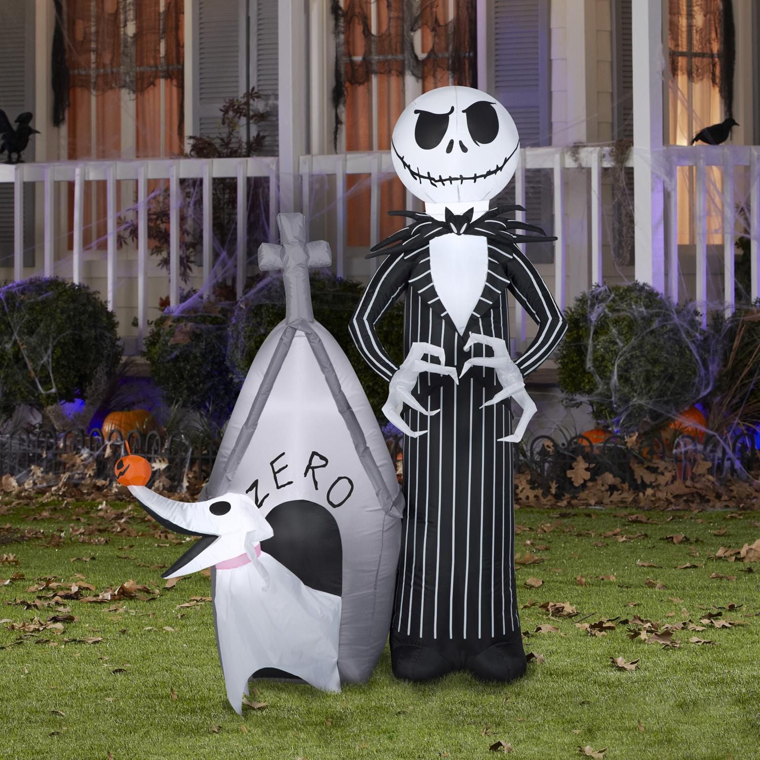 Halloween Inflatable Jack Skellington and Zero Scene