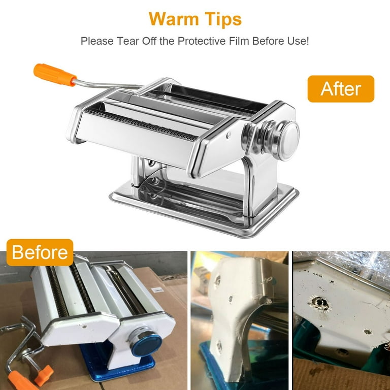 Pasta Maker - Original Design - Noodle Roller Hand Press Machine  w/Adjustable Thickness - Washable Aluminum Alloy Rollers & Cutters - Manual  Kit Best