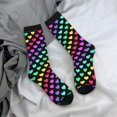 thumbnail image 5 of Hirioo Rainbow Hearts Pattern Adult Middle Tube Socks Breathable Sock Non-Pilling,Contrasting Color Design, 5 of 6