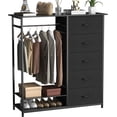 thumbnail image 1 of Armario para construir con cajones de tela, mueble para guardar ropa con barra para colgar y estante inferior, armario, compacto, apto para dormitorio, 118x40x119 cm, negro,Blanco, 1 of 2