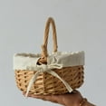 thumbnail image 4 of sunsanly Flower Basket with Handle And Fabric Lining Hand-Woven Great Load Bearing Large Capacity Picnic Camping Basket Easter Gift Wicker Basket Grocery Vegetable Fruit Storage Container, 4 of 7