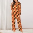 thumbnail image 2 of Fuzoiu Ramen Noodle Soup Print Women's Long-Sleeved Pajama,Lounge Button Down Nightwear,Womens Notch Collar Pajama Set-XX-Large, 2 of 7