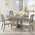 thumbnail image 1 of Round Dining Table for 4, 47.2'' Wood Dining Room Table with Adjustable Legs, Farmhouse Dinner Table, Circle Kitchen Tables for Home Kitchen Living Room(Grey), 1 of 8