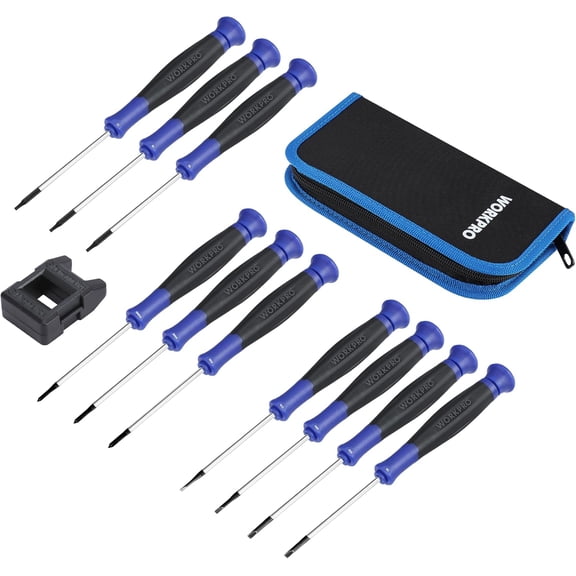 10-Piece Precision Screwdriver Set with Pouch, Magnetic Small Screwdrivers with Phillips, Slotted, Torx Star, Mini Screwdriver Repair Tool Kit for Eyeglass, Watch, Computer, Laptop, Phone