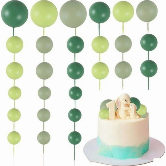 32 Pcs Ball Cake Topper Decorations Mini Balloons Cake Topper Sticks Foam Balls Cake Picks Cake Topper Balls Cake Decorations for Wedding Party Birthday Cake Decorating，Green