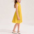 thumbnail image 5 of Miluxas Girl's Summer Sleeveless Mini Dress Turtleneck A Line Pleated Swing Casual Basic Short Dress Yellow 4-5 Years, 5 of 8